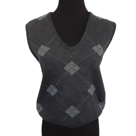Vintage Pendleton Argyle Sweater Vest Dark Gray Womens S Petite Dark Academia - Picture 1 of 15